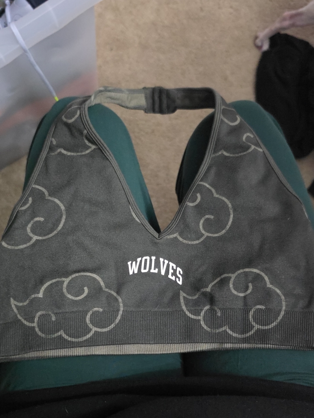 Darc Sport Black Cloud-Print 'Wolves' Crop Sports Bra